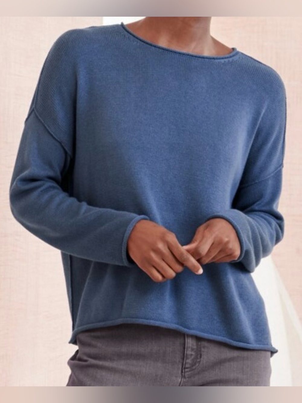 Eileen Fisher Rollneck Lightweight Knit Sweater in Black Size Med-Large